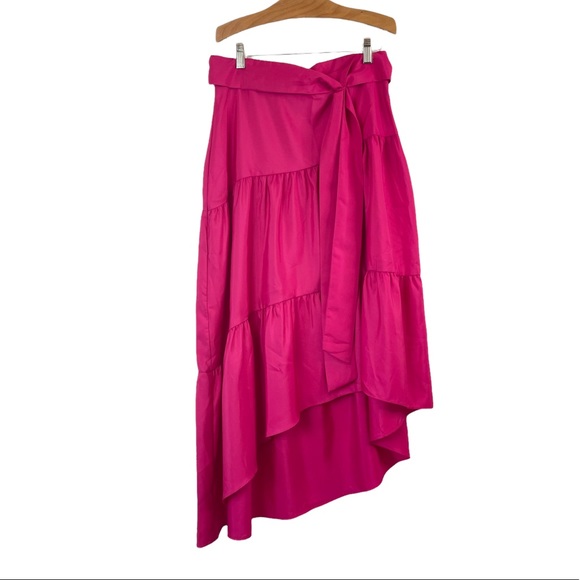 Eliza J Asymmetrical Ruffle Tie-Front Midi Skirt - Picture 2 of 14